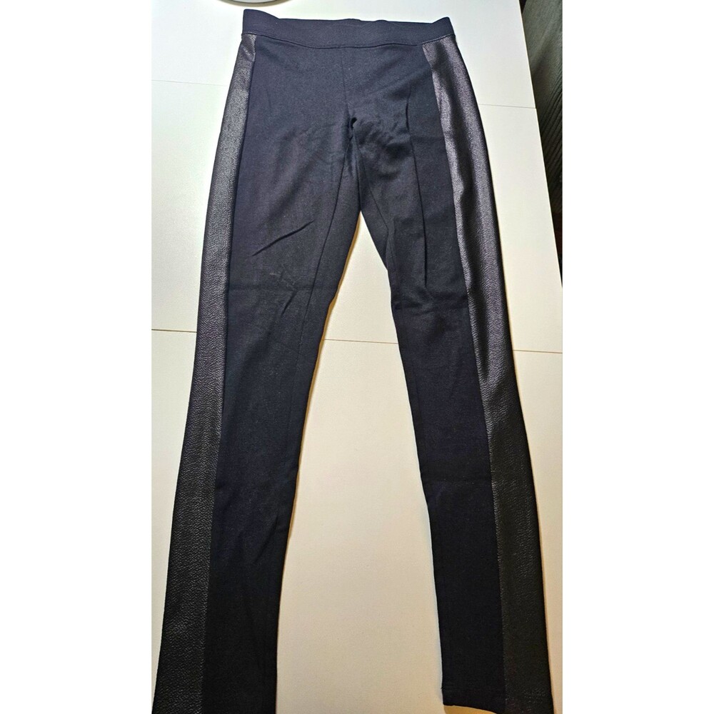 Express Women’s XS Black Leather Panel Leggings Stretch Elastic Waist Mid Rise